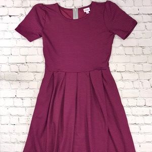 LuLaRoe Amelia dress women large pink blue striped